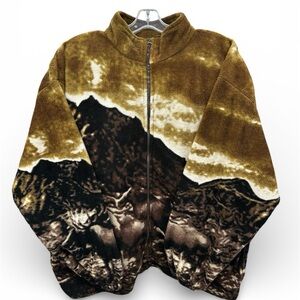 Vintage all-over print fleece jacket